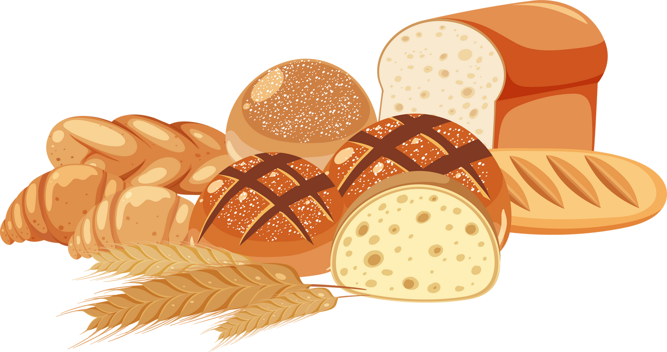 Different Bakery Breads on White Background