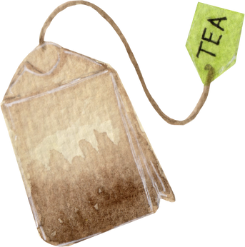 Watercolor  tea pack, paper bag with tea